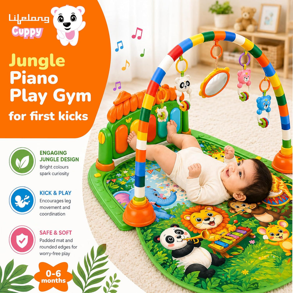Lifelong Jungle Piano Playgym with Lights, Music & Tummy Time Activity Mat