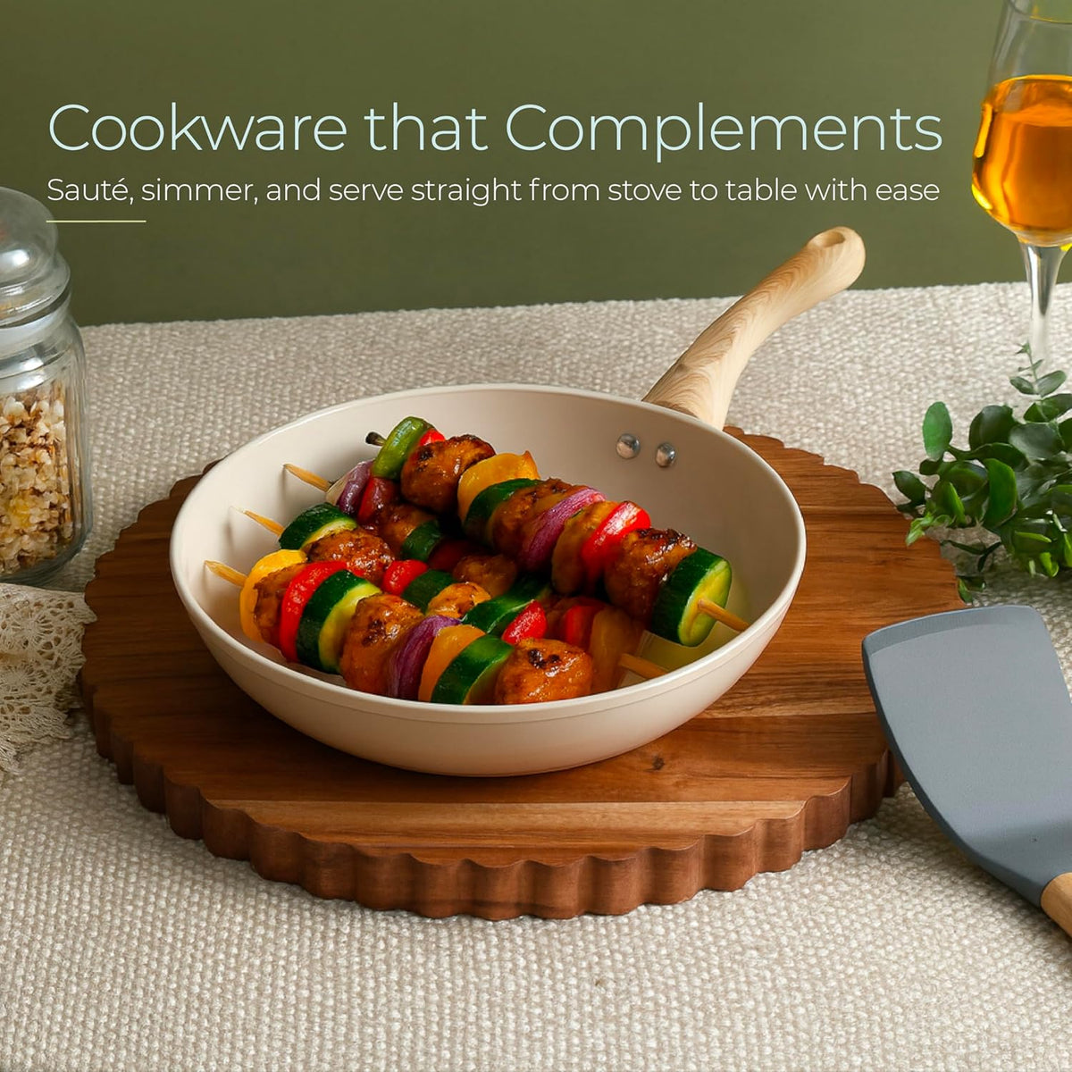 24cm Forged Aluminium Fry Pan with Glass Lid