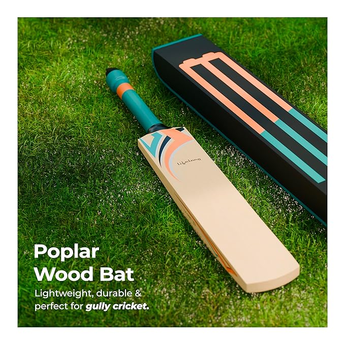 Lifelong Wooden Gully Cricket Bat Set for Adults – All-in-One Combo with Bat, Ball & Convertible Stump Bag