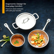 Lifelong Triply 5 piece cookware Set| Triply Kadai, Frypan, Saucepan & Tadka Pan for Cooking | 22cm Kadai (2L) & Fry Pan (1.25L) 22cm|16cm Saucepan (1.2L) & Tadka Pan 10 Cm with Common Lid (LLTPC01)|Induction and Gas Stove Compatible Combo of 5