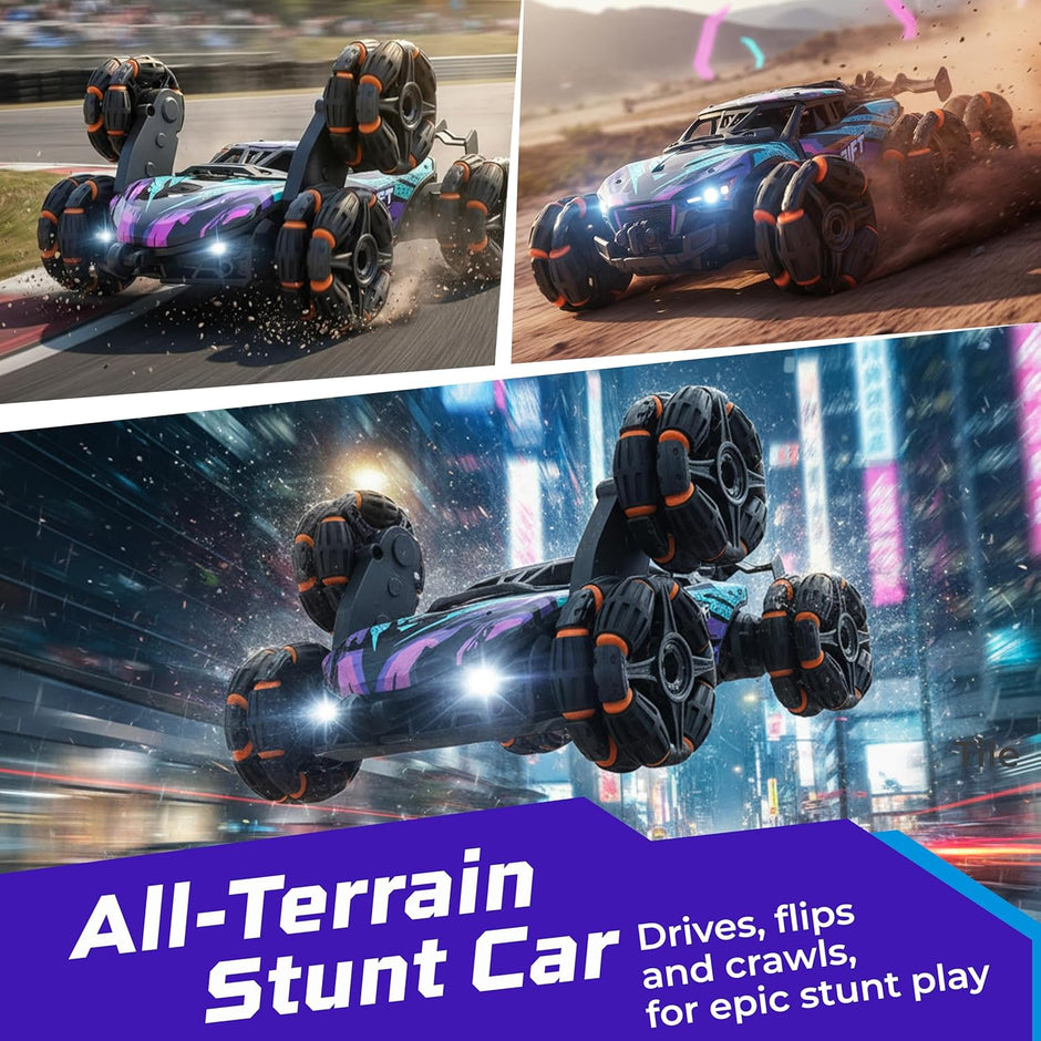 Lifelong 6x6 RC Stunt Car with Smoke, Lights, 360° Spin & Rechargeable Battery