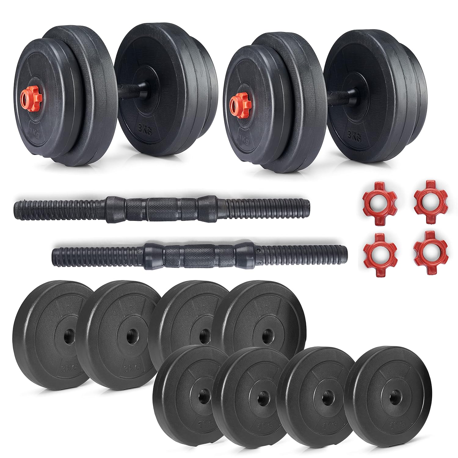 Lifelong LLPVCHGC11 PVC Home Gym Adjustable Set (3Kg*4+1Kg*4) Plates with Dumbbell Rod, Black