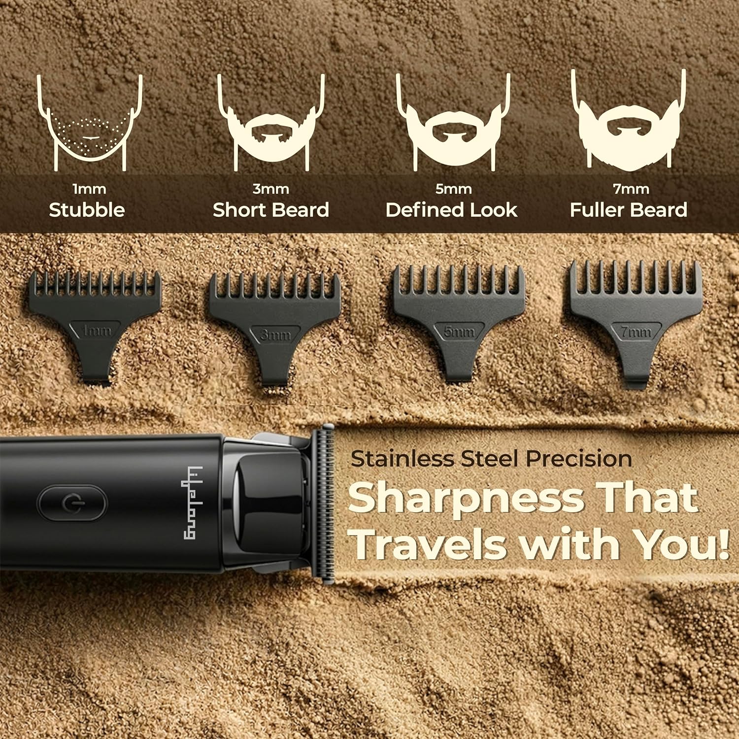 Lifelong Mini Beard Trimmer for Men with Type-C Charging & 2Hr Runtime