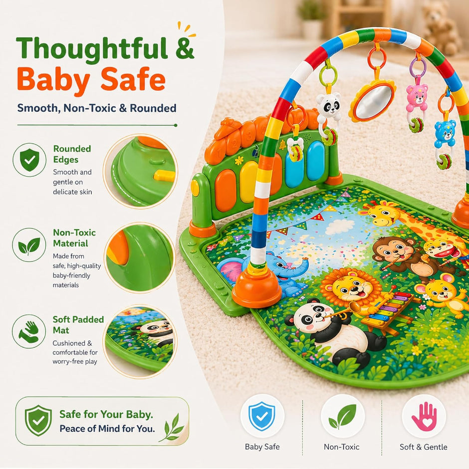 Lifelong Jungle Piano Playgym with Lights, Music & Tummy Time Activity Mat
