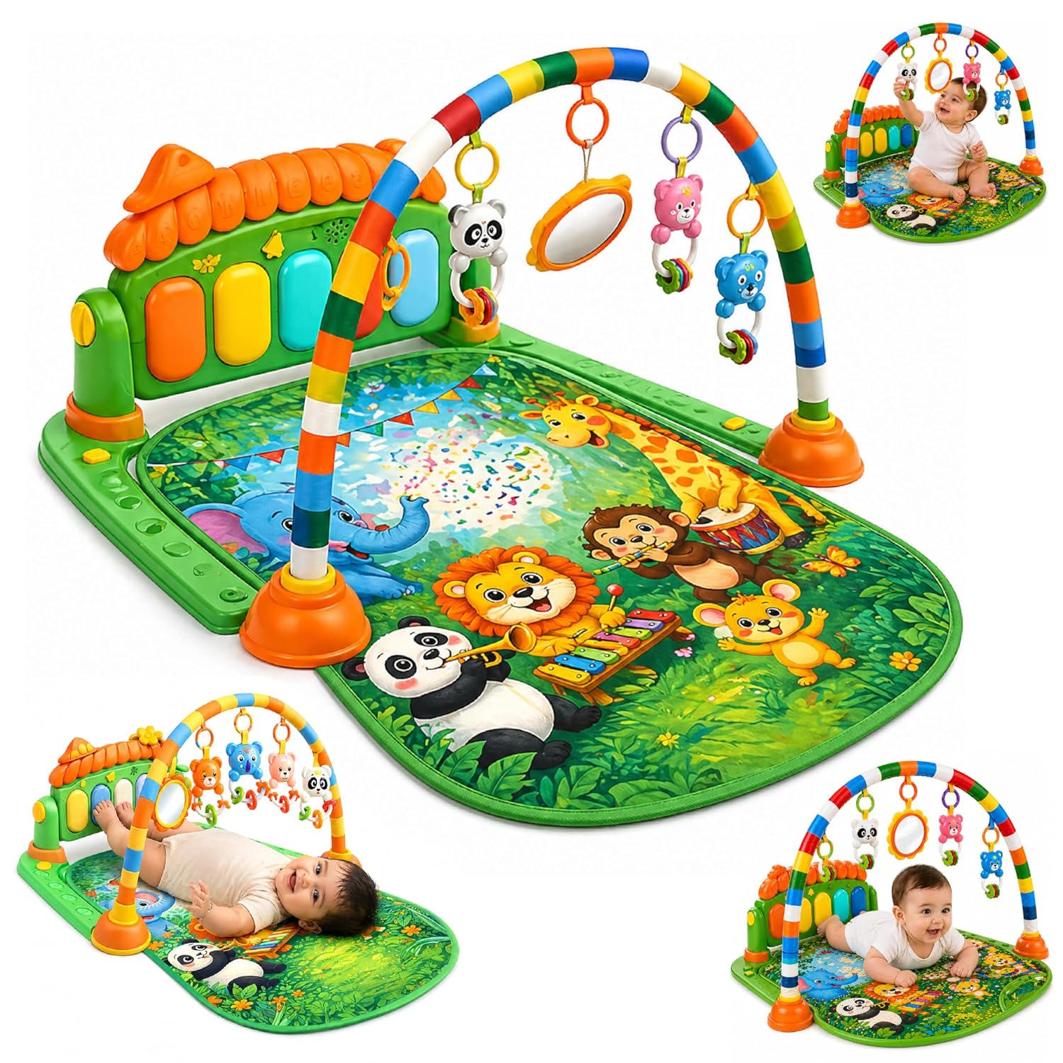 Lifelong Jungle Piano Playgym with Lights, Music & Tummy Time Activity Mat