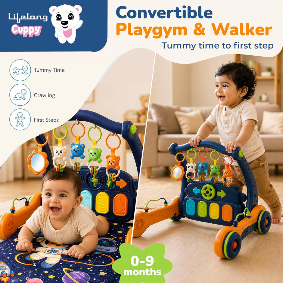 Lifelong Astro 2-in-1 Baby Playgym & Walker with Music, Lights & Hanging Toys
