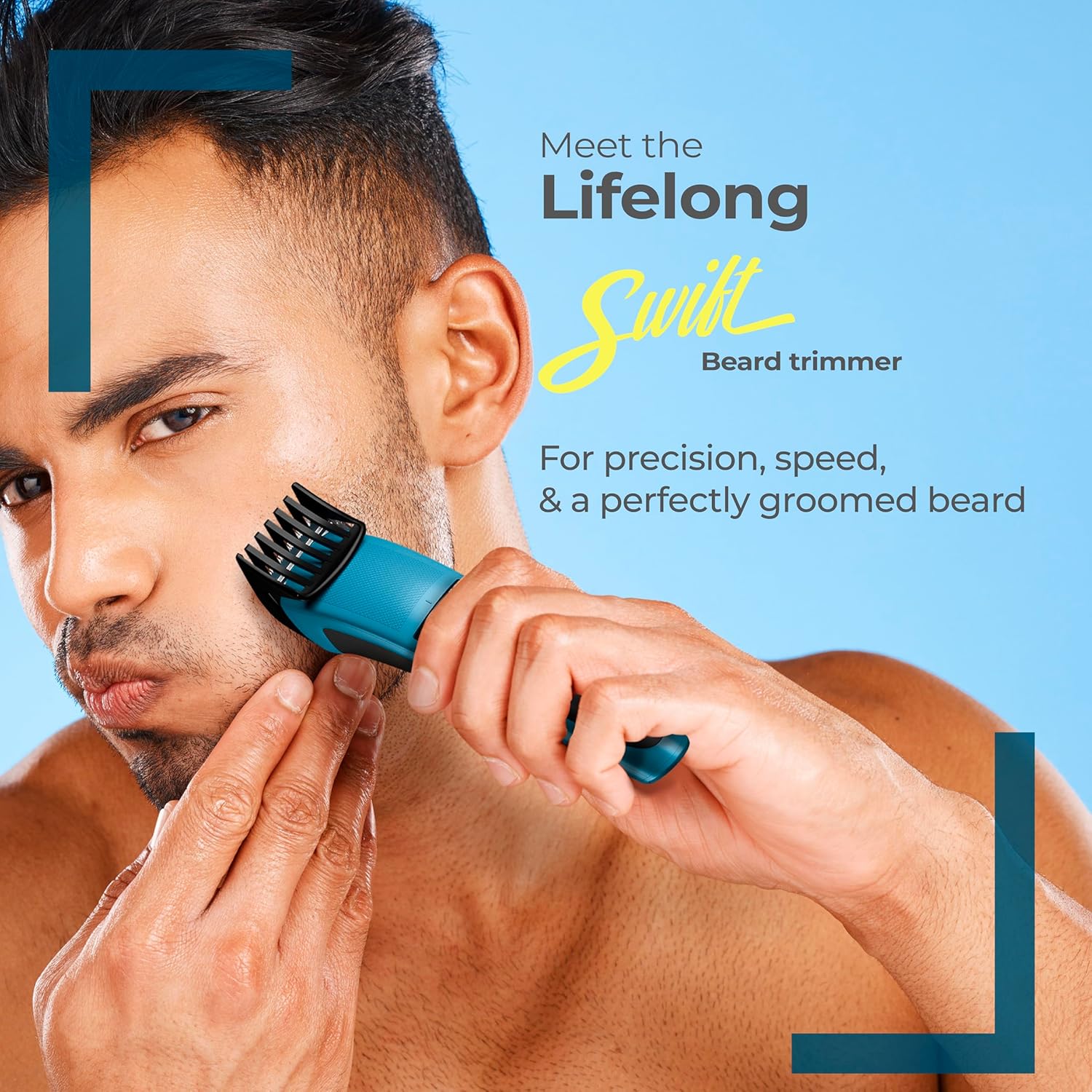 Lifelong Cordless Beard Trimmer with Adjustable Settings and Stainless Steel Blades