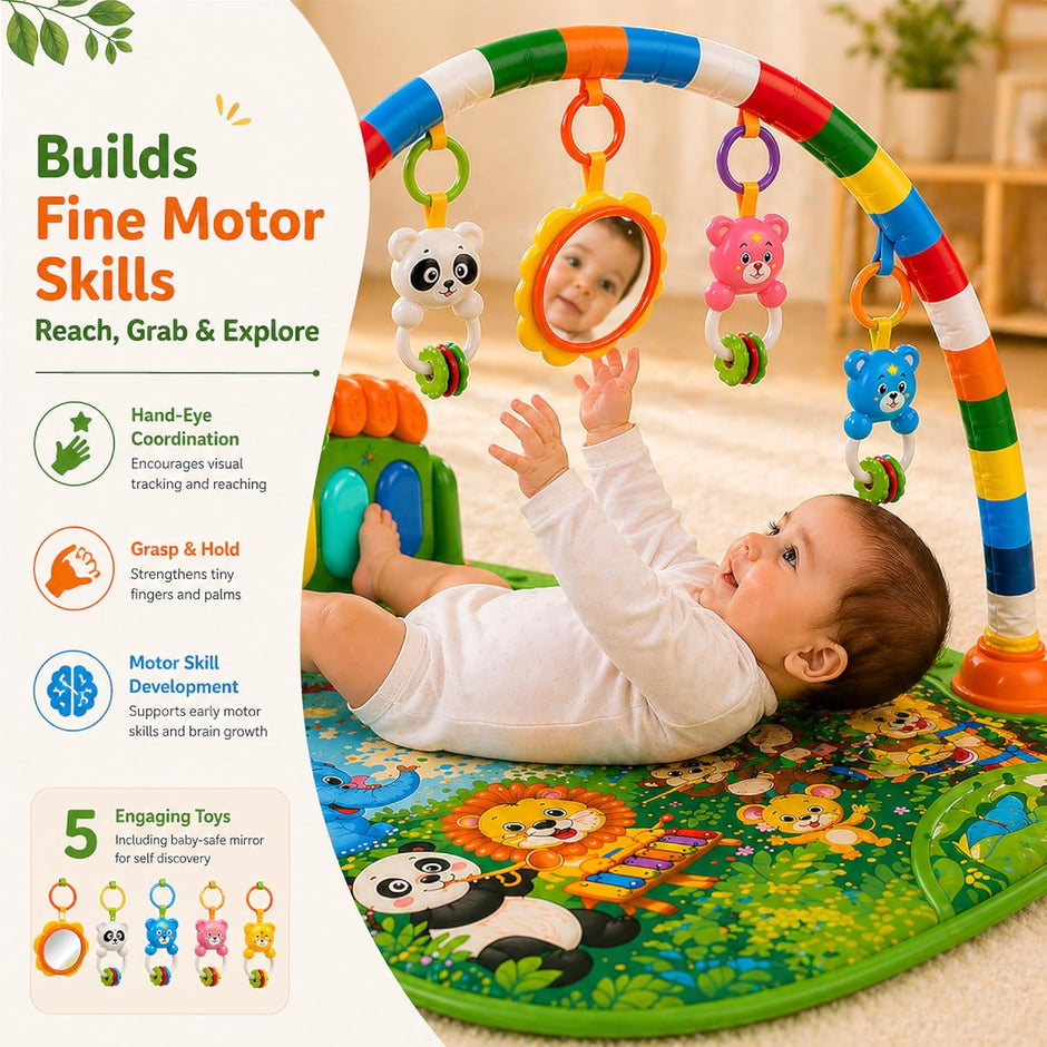 Lifelong Jungle Piano Playgym with Lights, Music & Tummy Time Activity Mat