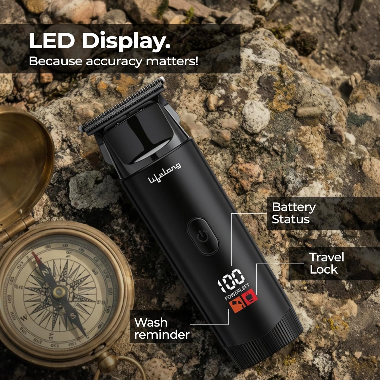 Lifelong Mini Beard Trimmer for Men with Type-C Charging & 2Hr Runtime