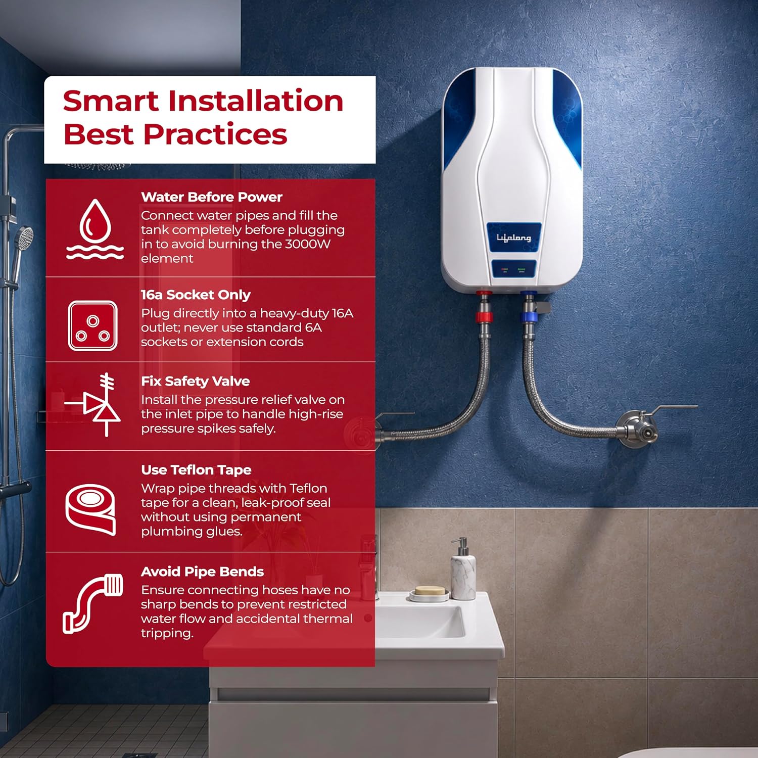 Lifelong Veloz 5.9L 3000W Instant Water Heater Geyser