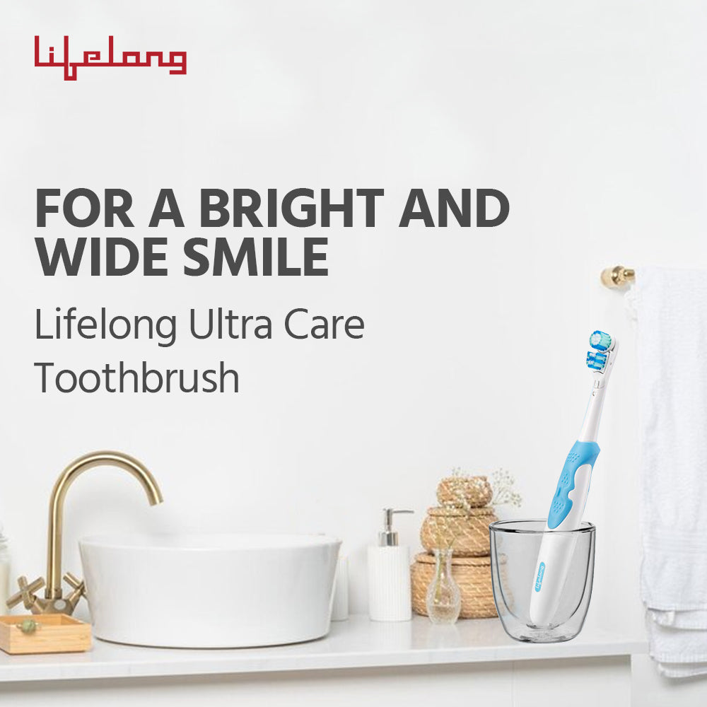 Lifelong LLDC45 Ultra Care Battery Operated Toothbrush With Replacement Head, Blue