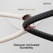 Lifelong Electronics 100W PD USB Type C to Type C Fast Charging Cable with Digital Speed Indicator | High Speed Data Cable | Braided, Tangle Free | iPhone 16/15/14, Android, Laptop, Tablet etc | 1.25M