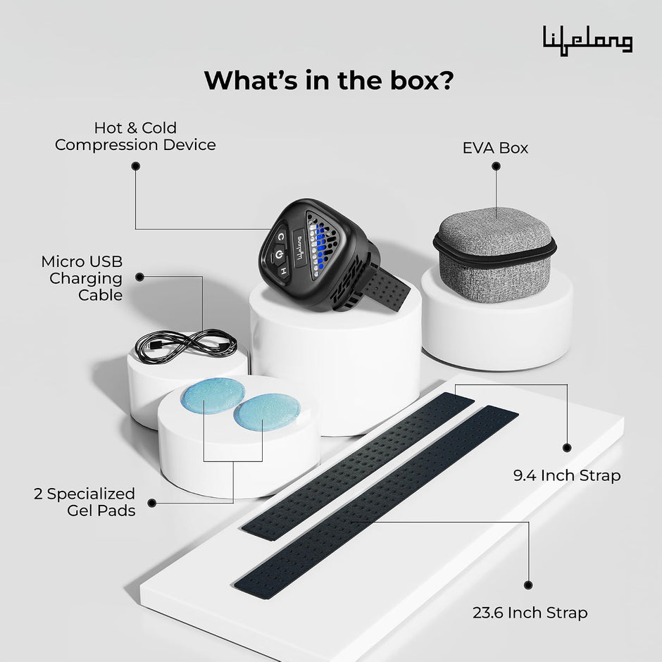 Lifelong Hot & Cold Electric Compression Device | Instant Heat and Cold for Pain Relief and Muscle Recovery | Portable, Hands-free Pain Relief for Knee, Back, Shoulder, Neck & Body Pain