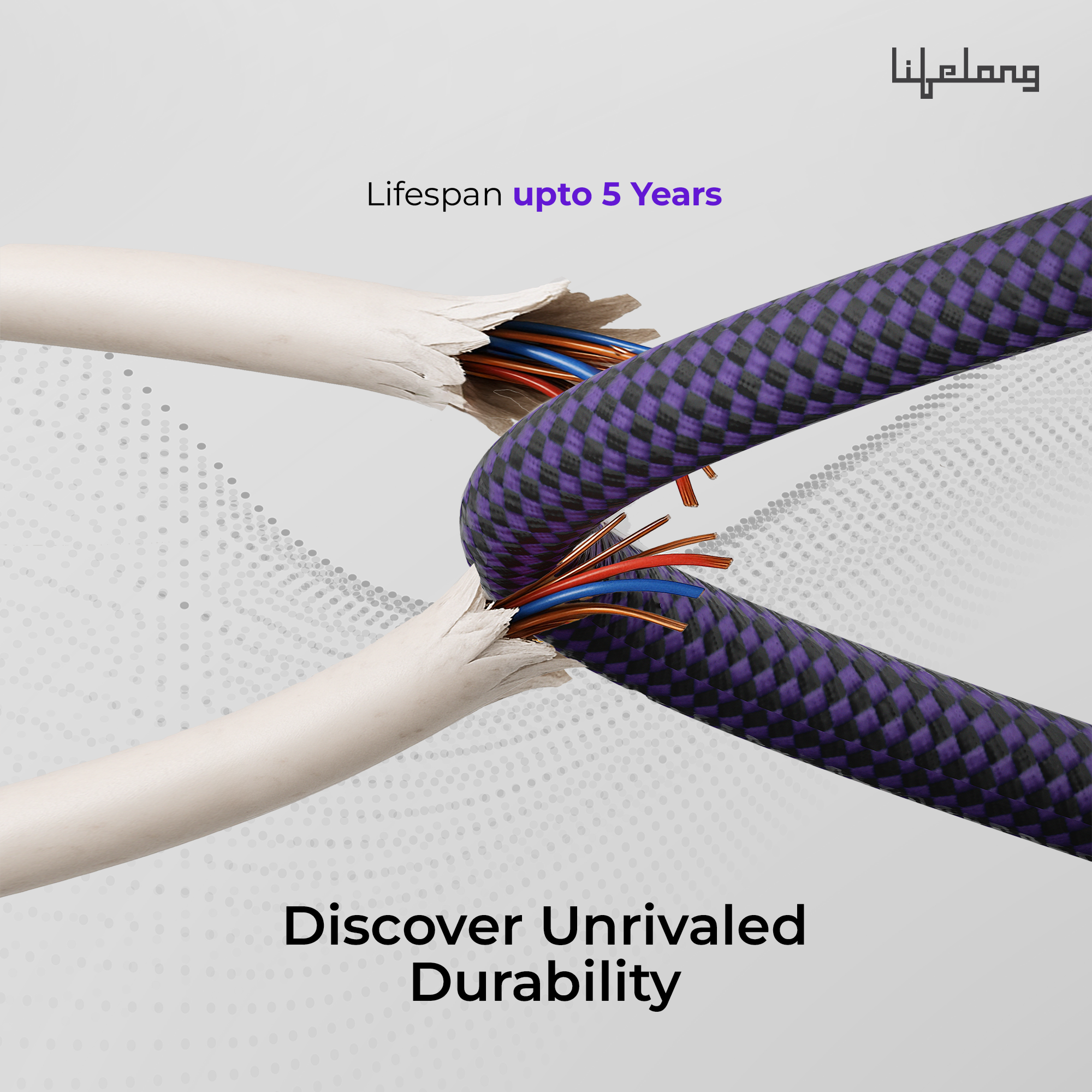 Lifelong Electronics 100W PD USB Type C to Type C Fast Charging Cable with Digital Power Indicator | High Speed Data Cable | Braided, Tangle Free | iPhone 16/15/14, Android, Laptop, Tablet etc | 1.25M