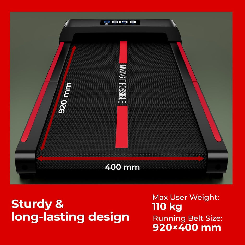 Lifelong Motorized 4.5 HP Foldable Walking Pad for Home | Treadmill for Home | 8 km/hr Speed | LED Display & Remote Control | Slim Under-Desk Walk Machine | 110 kg Capacity Ink Black