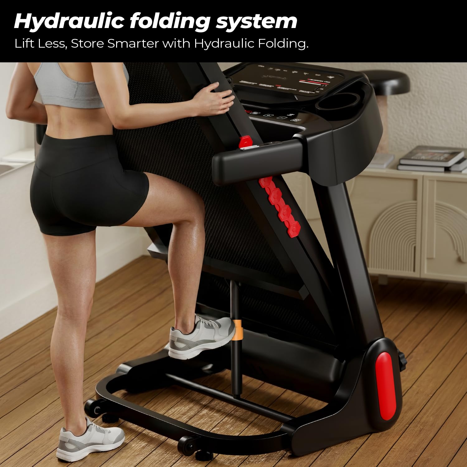 Lifelong 4.5HP Peak Foldable Treadmill for Home| Gym Equipment for Home Workout | Wide Belt | LED Display | 15 Level Auto Incline | 14 km/h Speed | 12 Preset Programs | Hydraulic Fold | Bluetooth & Fit Show App | 110kg Max Weight