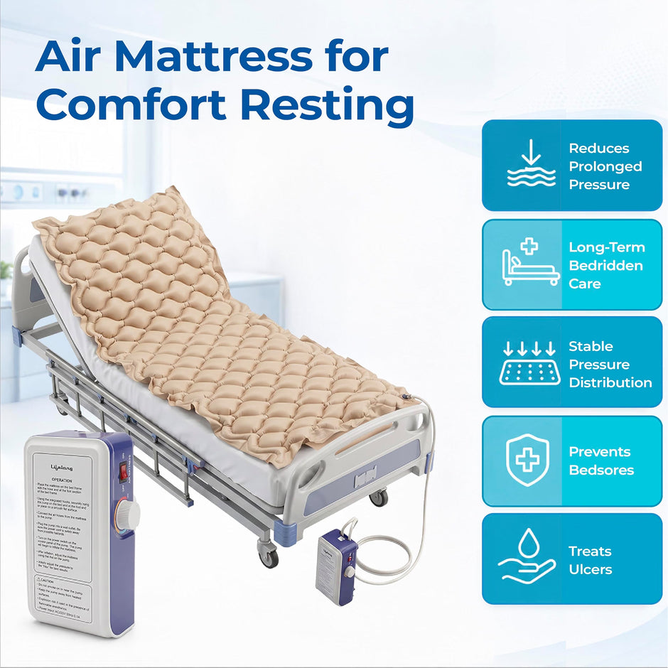 Lifelong Anti-Decubitus 100-Bubble Air Mattress with Pump | Medical Grade PVC Inflatable Air Bed for Patients| Waterproof Anti Bedsore Air Mattress | 6-Min Inflation & Deflation Cycle| Home/Hospital