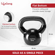 Lifelong Black Vinyl Cast Iron Kettlebells | Solid & Durable | Textured Wide Handle for Better Grip | Non-Slip Grip | Flat Bottom for Stability & Easy Storage | Corrosion-Resistant (10kg) 10 kg Vinyl