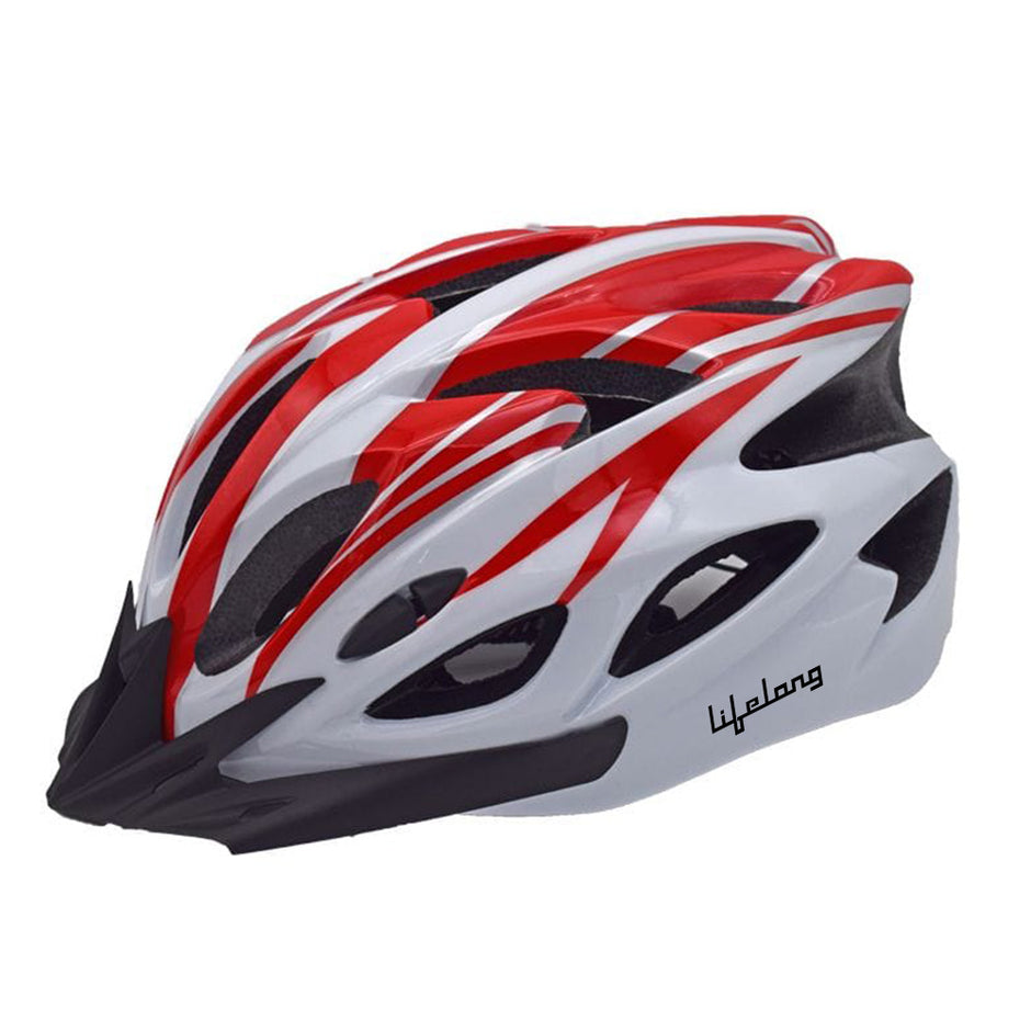 LLFAH02 Adjustable Cycling Helmet with Detachable Visor (Red/ White)