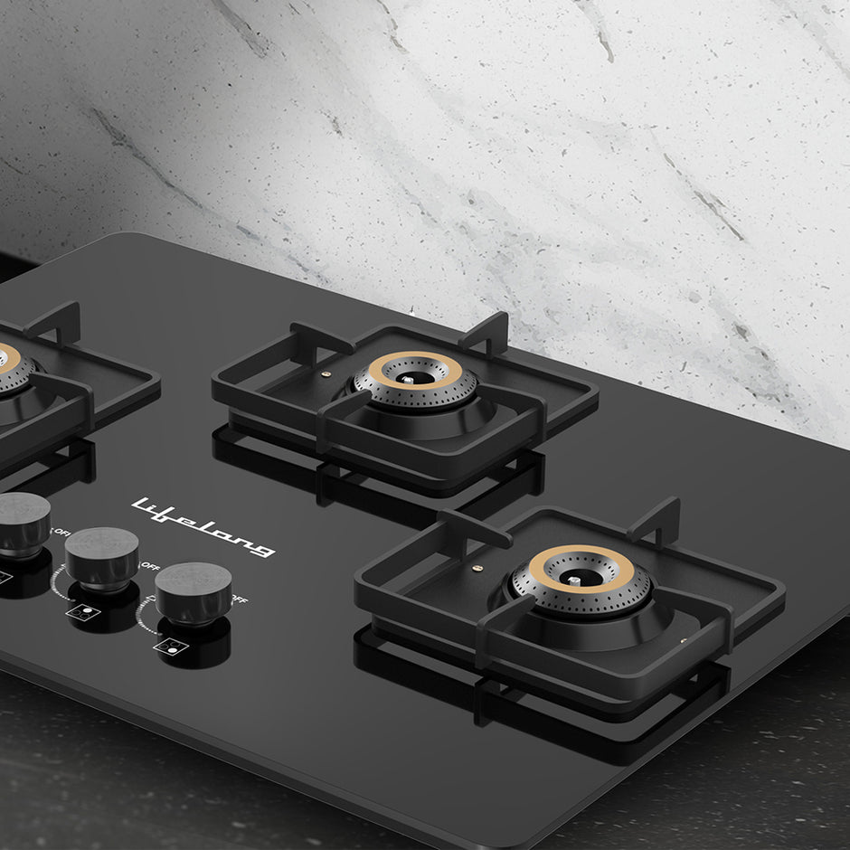 Lifelong 3 Burner Hob Gas Stove – Toughened Glass Top with Auto Ignition for Modern Kitchen (LLHT923)