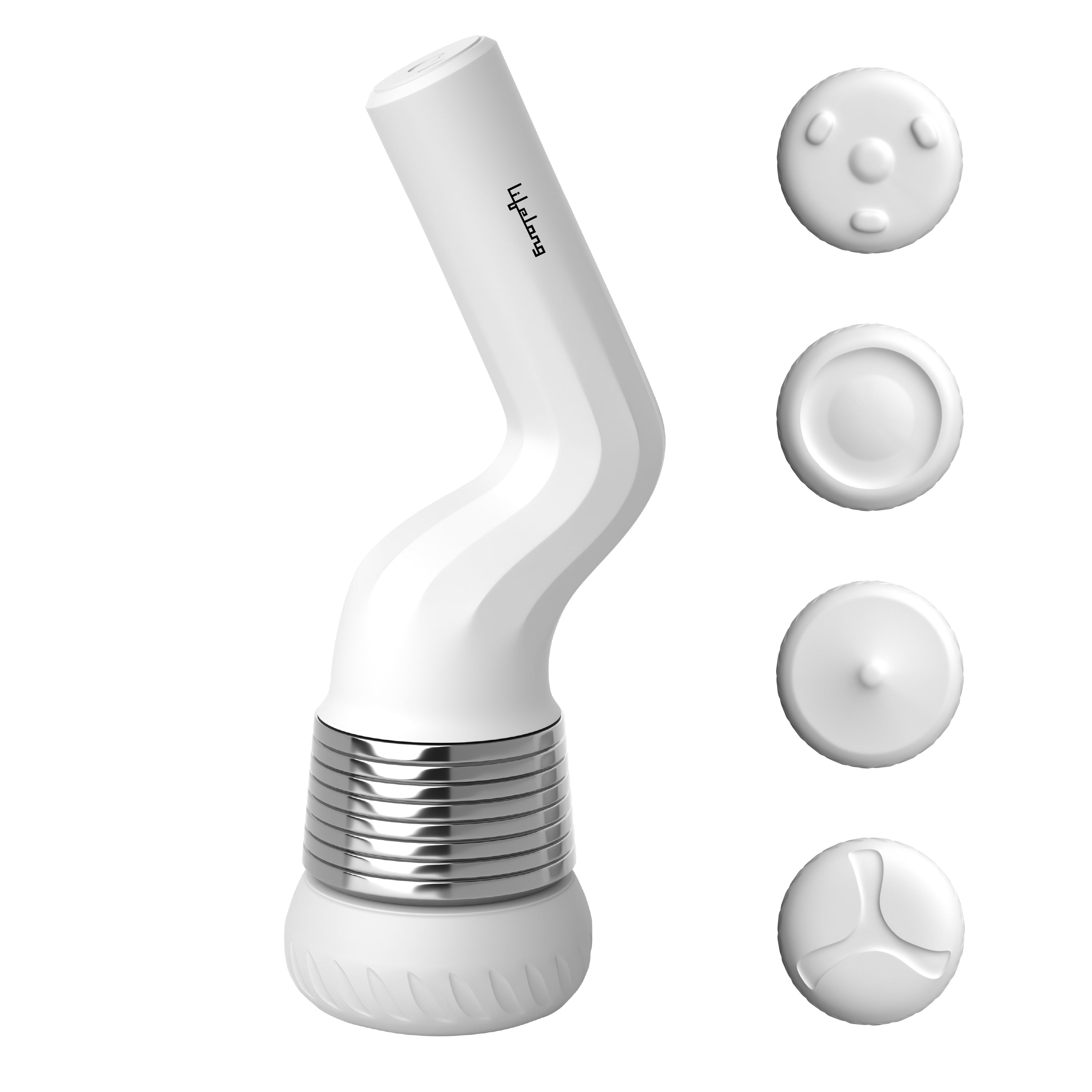 Lifelong Flathead Cordless Massager | Rechargeable Body Massager for Pain Relief | 4 Heads for Targeted Therapy | 6 Speed Levels | Full Body Electric Percussion Massager for Adults & Children