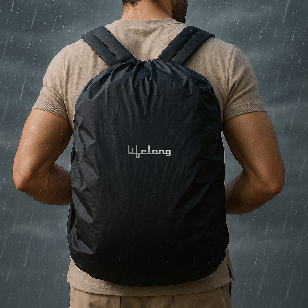 Lifelong Rain Cover Travel Accessories Bag- Waterproof Dustproof for All Bag Sizes Upto 65Ltrs Rain Cover Bag Black