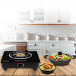 Open Single Burner Glass Gas Stove (Black, 27 x 29 x 9 cm), Manual Ignition, Black