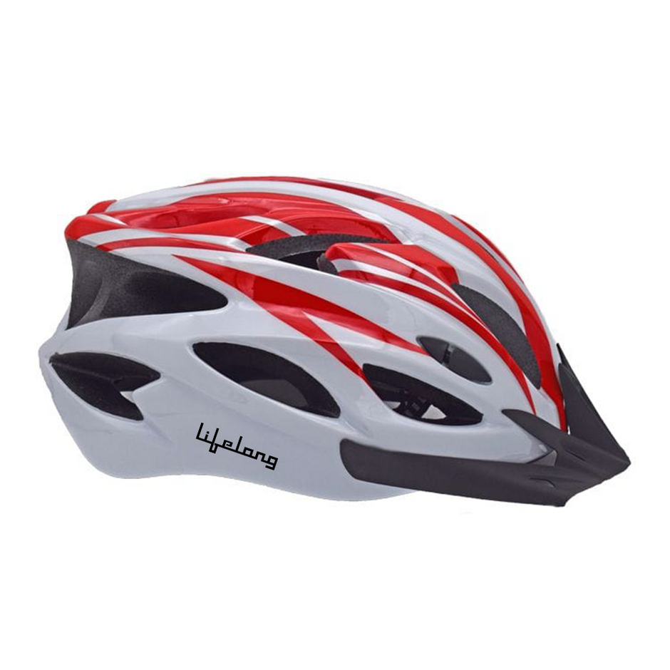 LLFAH02 Adjustable Cycling Helmet with Detachable Visor (Red/ White)
