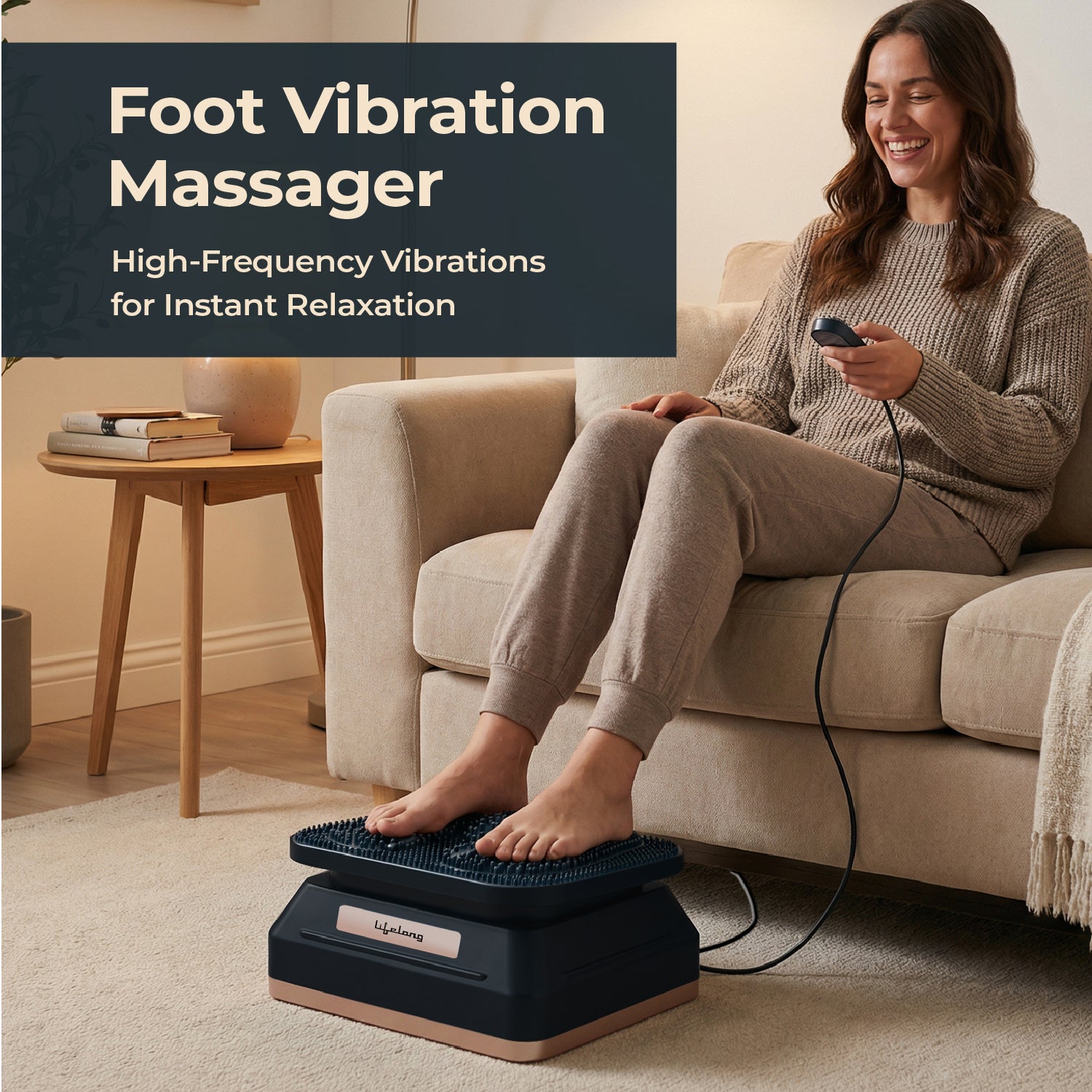 Lifelong Leg, Calf & Foot Massager Machine for Pain Relief | Therapy Vibration Massager with Acupressure Mat for Blood Circulation|Muscle Relaxer Machine with Adjustable Speed for Home|15Min Auto Off