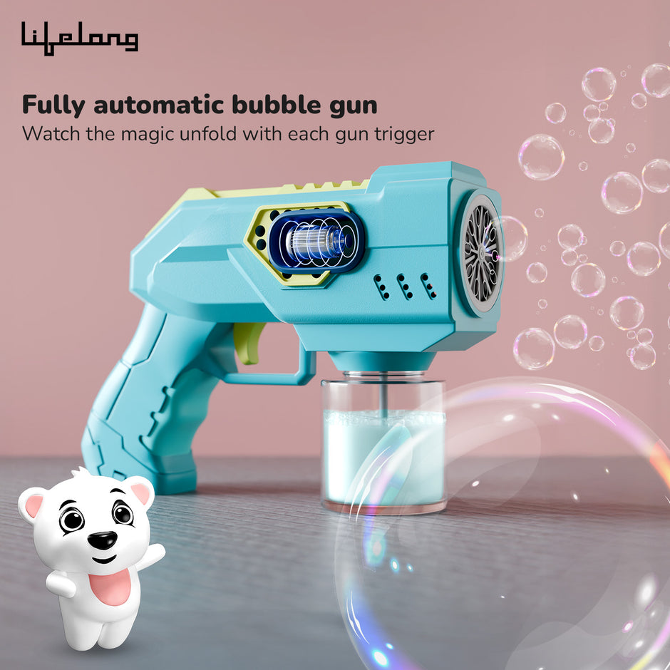 Lifelong Cuppy Automatic Bubble Gun Toy for Kids | Electric Bubble Machine with 1 Bubble Solution