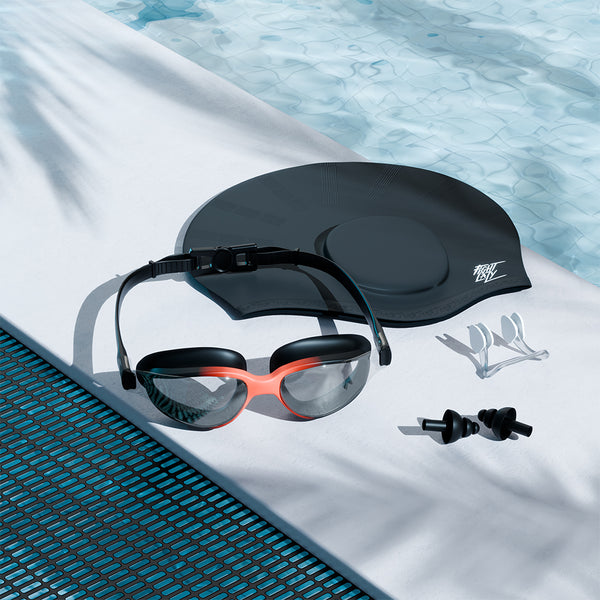 Silicone Swimming Combo Kit with Anti-Fog Goggles, Cap, Earplugs & Nose Clip