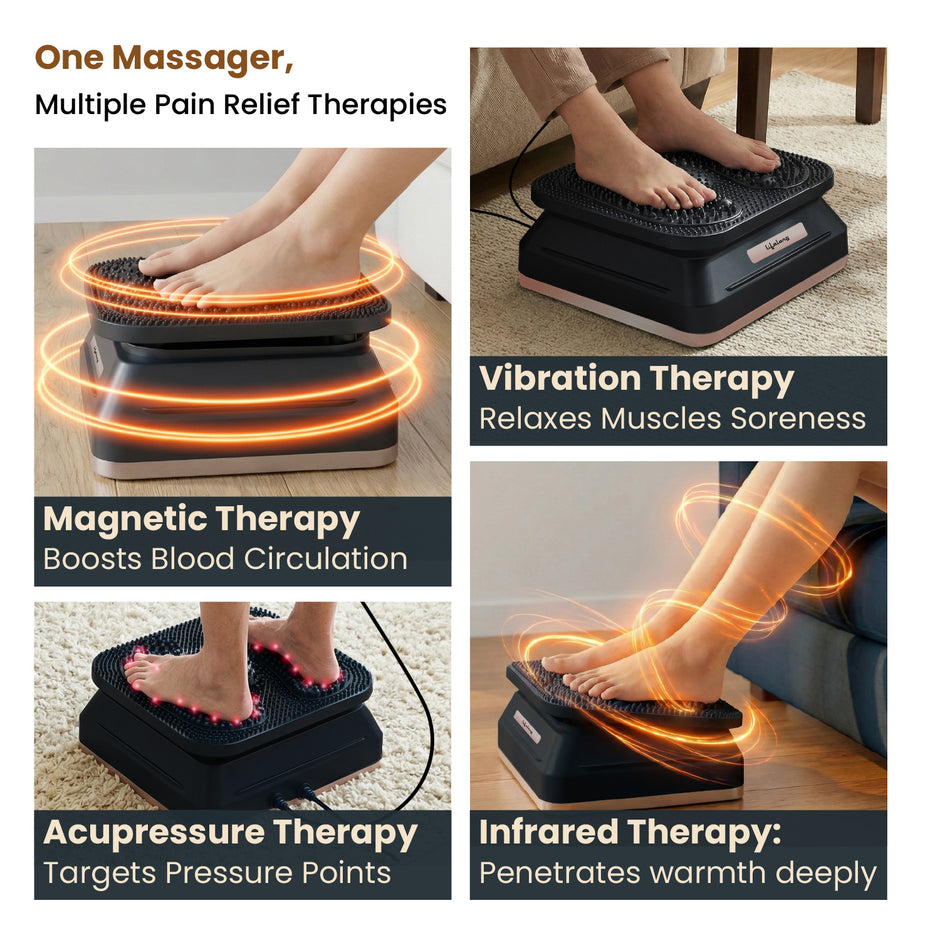 Lifelong Leg, Calf & Foot Massager Machine for Pain Relief | Therapy Vibration Massager with Acupressure Mat for Blood Circulation|Muscle Relaxer Machine with Adjustable Speed for Home|15Min Auto Off