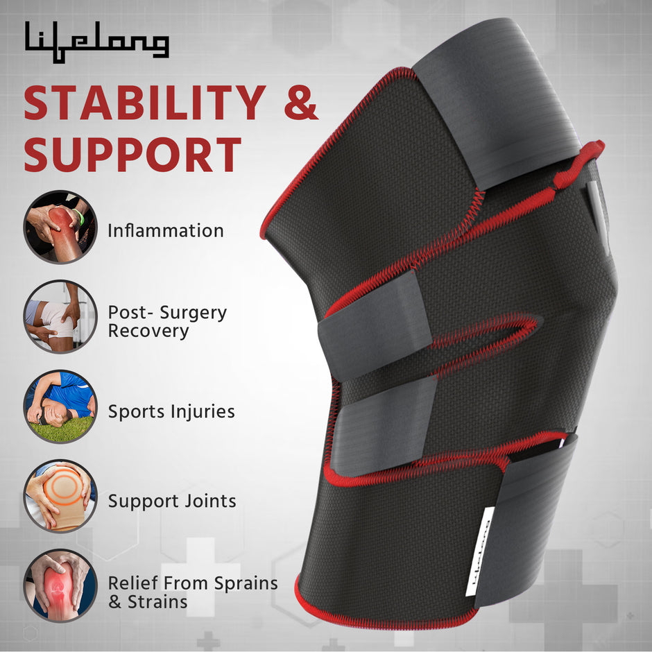 Lifelong LLOKB09 High Quality Knee Brace pair with 6 Gel Packs for Hot & Cold compression