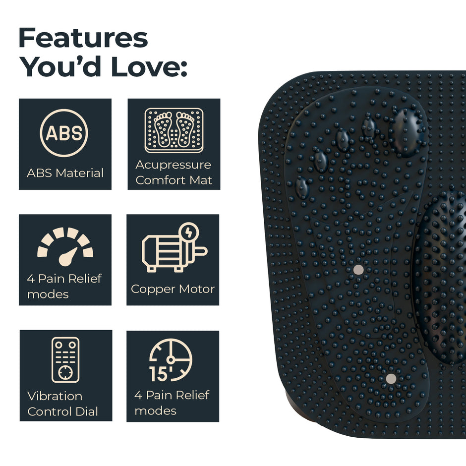 Lifelong Leg, Calf & Foot Massager Machine for Pain Relief | Therapy Vibration Massager with Acupressure Mat for Blood Circulation|Muscle Relaxer Machine with Adjustable Speed for Home|15Min Auto Off