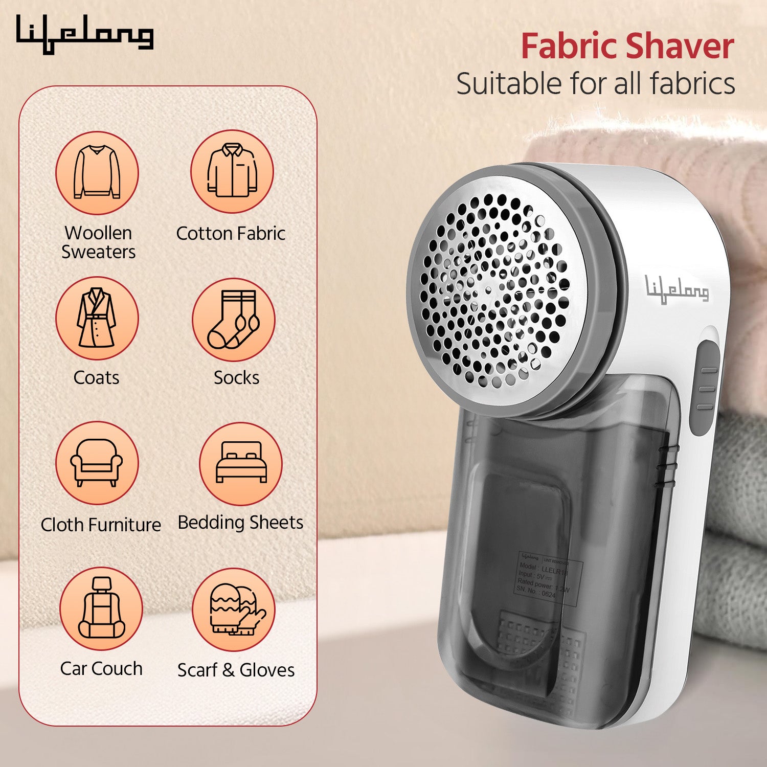 Lifelong 2-in-1 Lint Remover with Brush, 9000 RPM Fabric Shaver – AA Battery