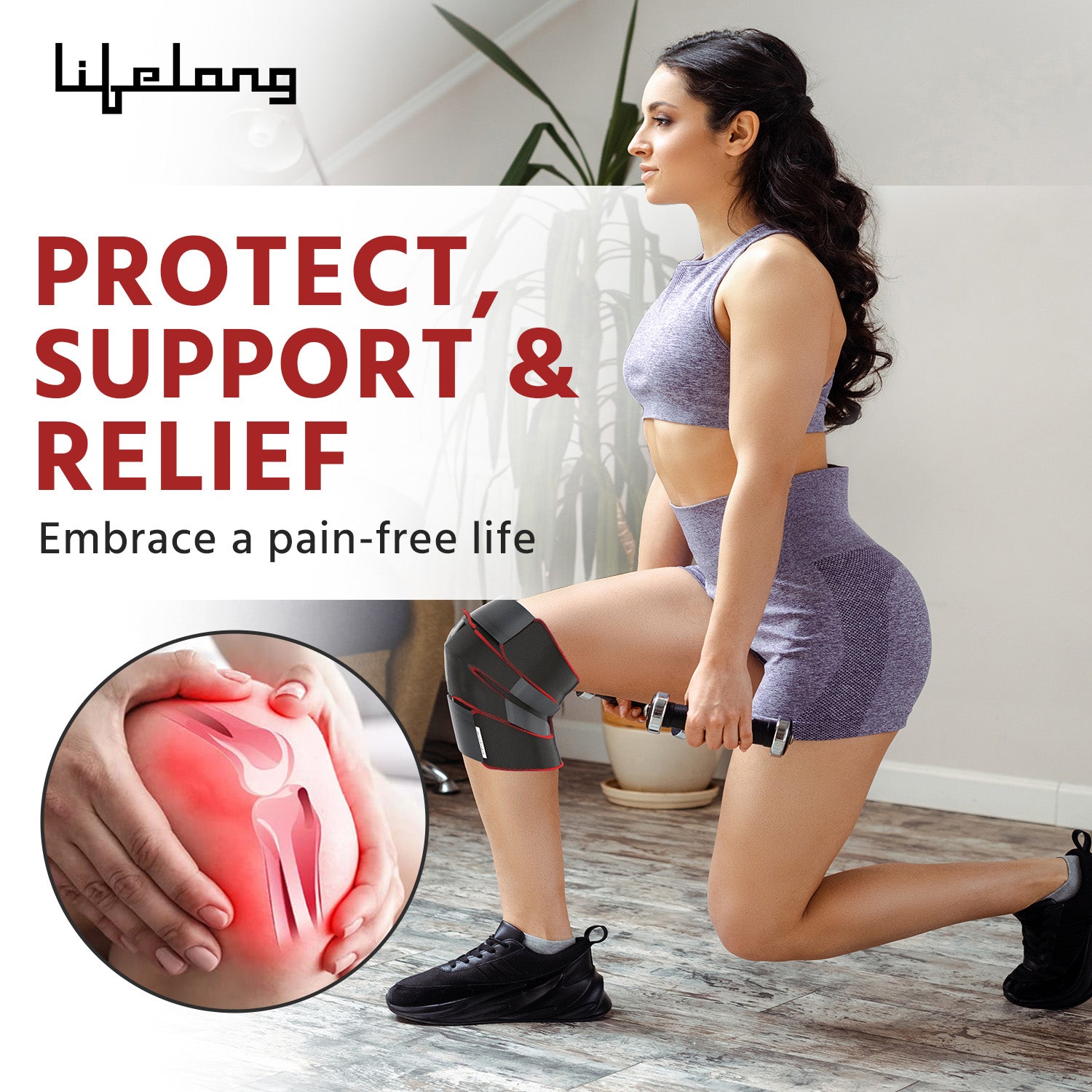 Lifelong LLOKB09 High Quality Knee Brace pair with 6 Gel Packs for Hot & Cold compression