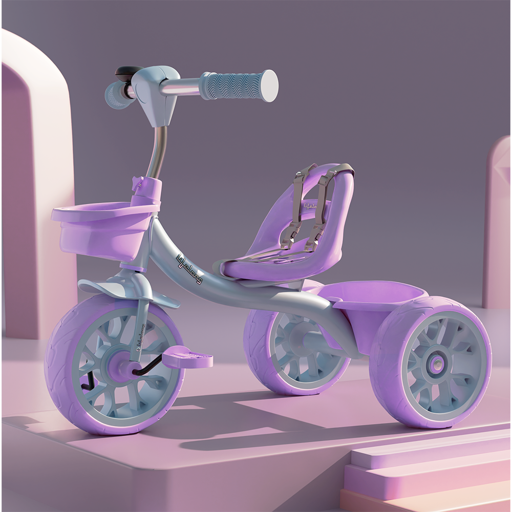 Kids Trike with Seat Belt & Dual Baskets