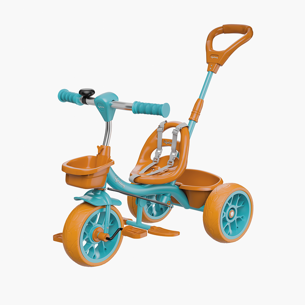 Kids Tricycle with Parental control, EVA wheels (Green/Tan)