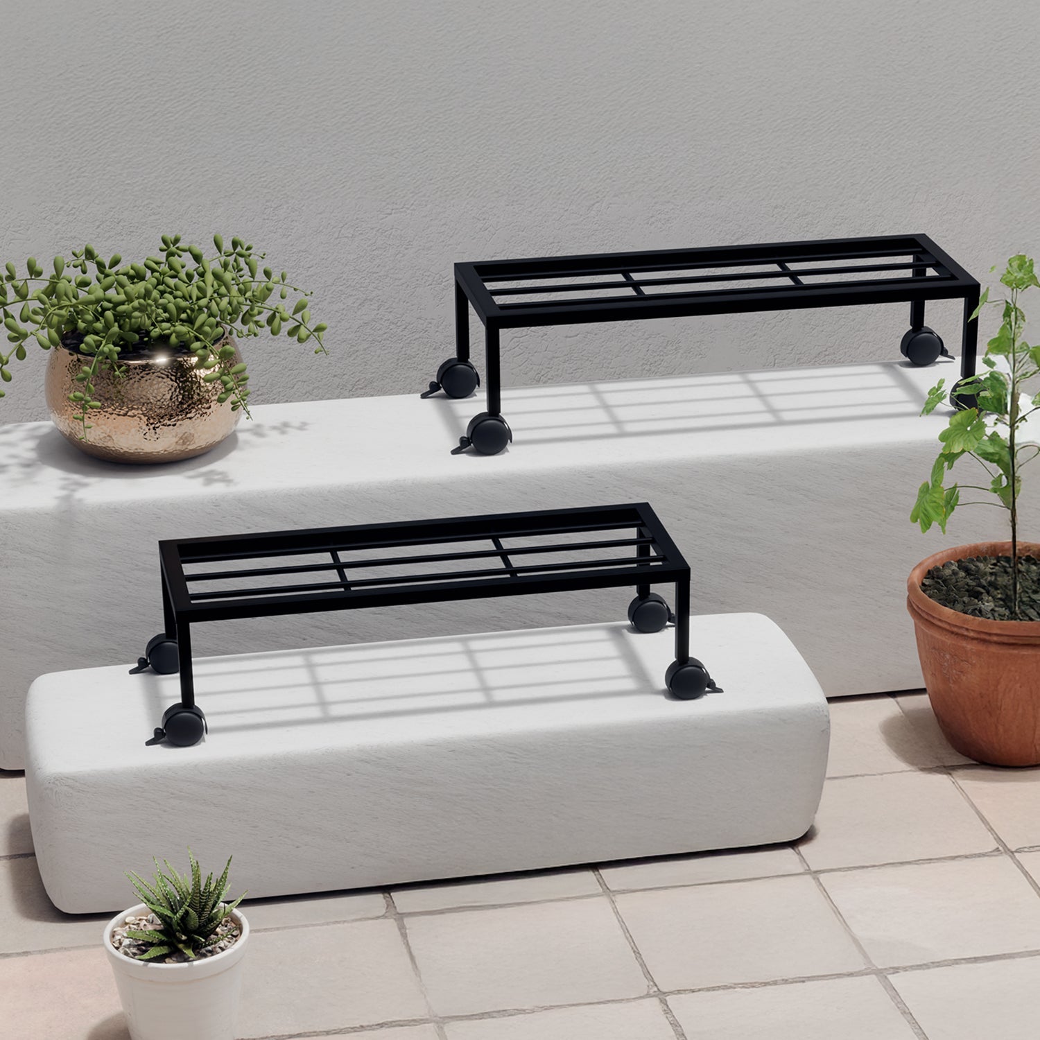 Lifelong Set of 2 Plant Stand for Balcony & Living Room with Wheels 120 Kg Capacity