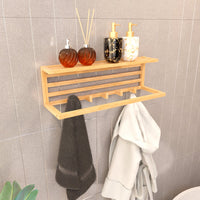 Bamboo Wall-Mounted Towel Rack with Shelf