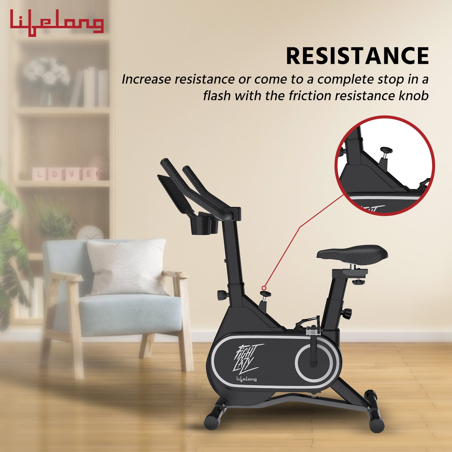 Spin Bike with 7kg Flywheel, 120kg Capacity & 12-Level Resistance