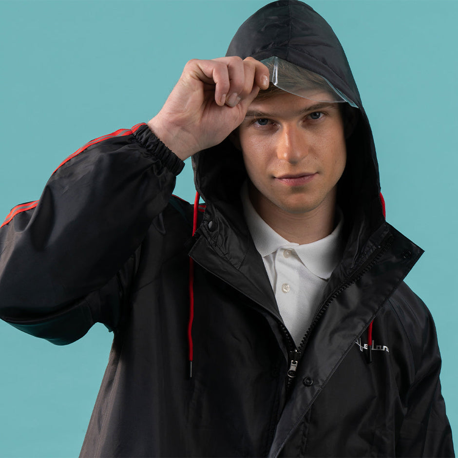 Lifelong Campaign Men’s Waterproof Polyester Raincoat Set – Double Coated Reversible Rain Suit with Hood & Inner Mobile Pocket (Top & Bottom, XXL)