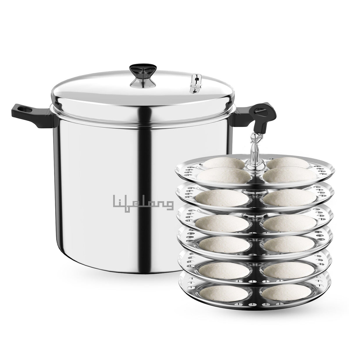 6-Plate Idli Cooker with Steel Lid