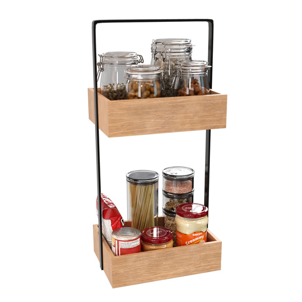 Lifelong LLHIBSS01 2Ã¢â‚¬â€˜Tier Bamboo Countertop Organizer - WaterÃ¢â‚¬â€˜Resistant Tray for Toiletries & Makeup