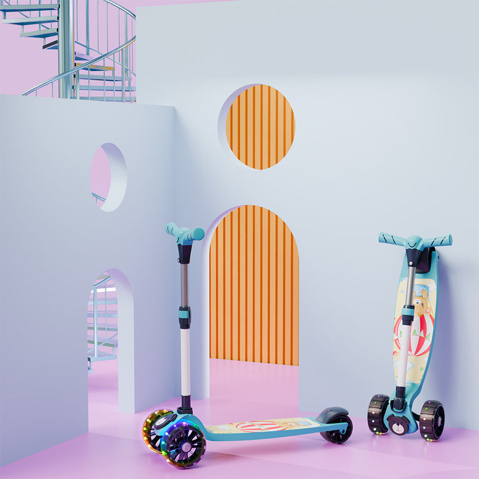Scooter for Kids 3+ Years - Foldable with LED Wheels & Adjustable Height - Kick Scooter Capacity 50kg- for 3+ Year Old boy & Girl