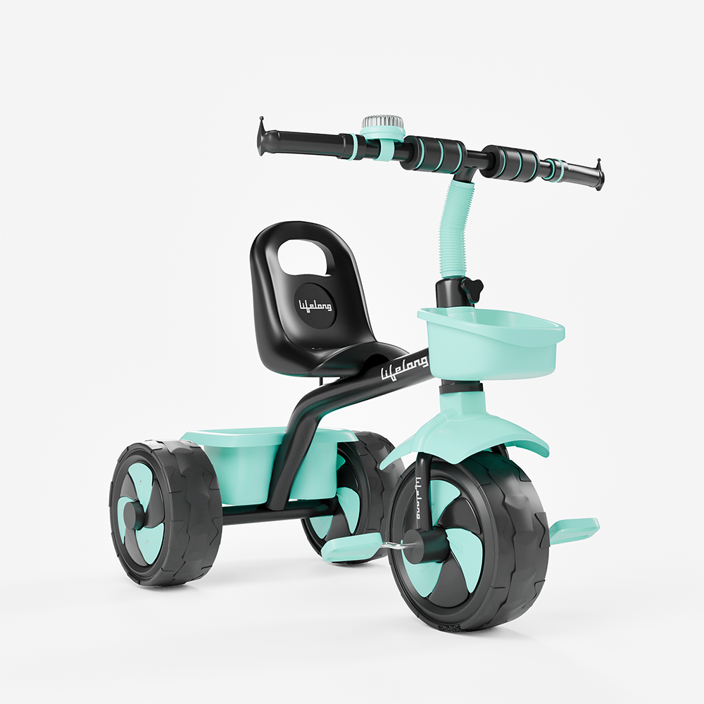 Kids Tricycle with EVA Wheels and Dual Baskets