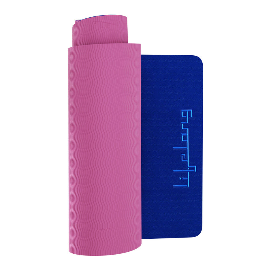 Lifelong Dual Color Yoga mat for Women & Men TPE Material 6mm Anti-Slip Yoga Mat for Gym Workout Exercise Mat for Home Gym