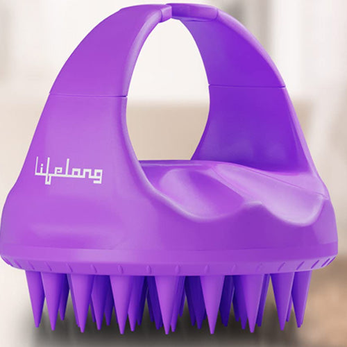 Lifelong Silicon Scalp Massager with Face Scrubber (Purple)
