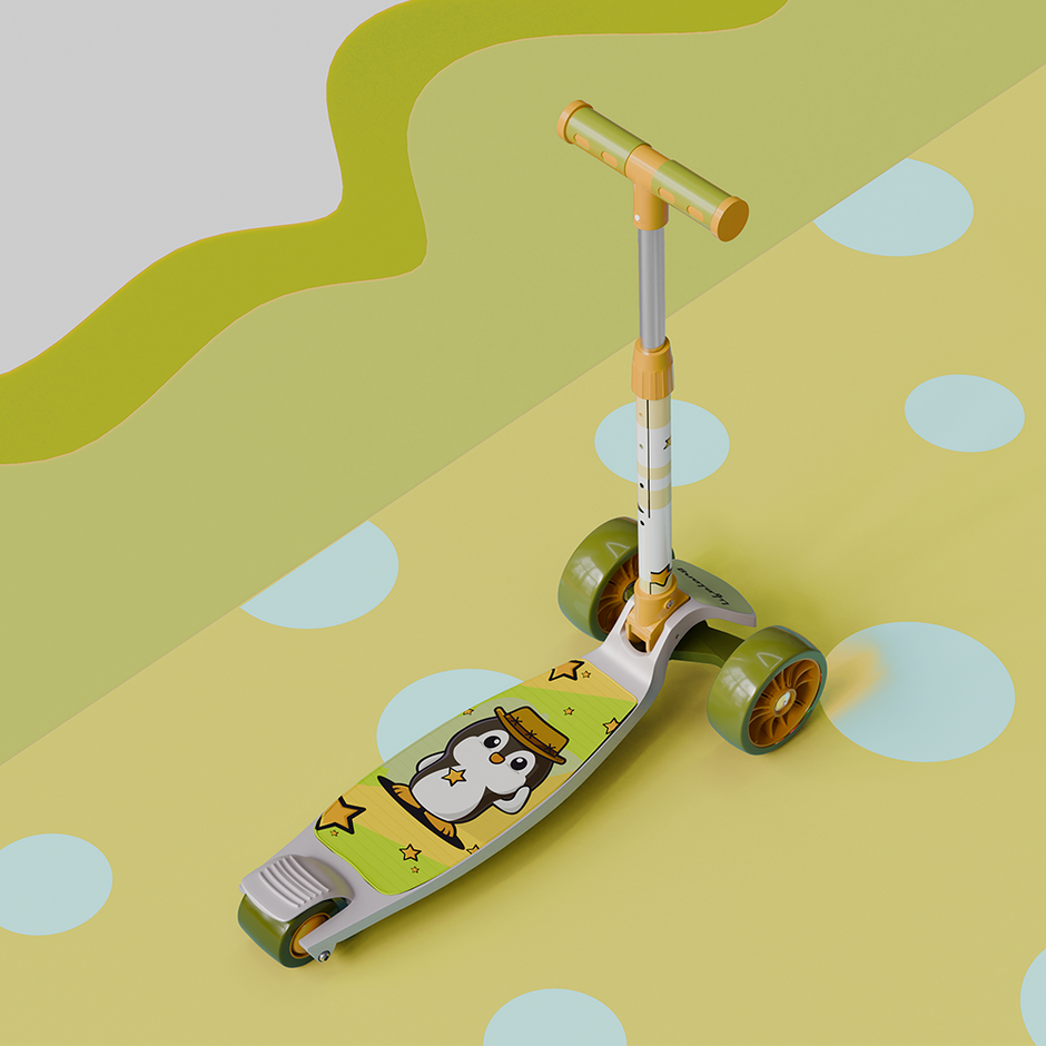 Kids scooter with Broad Wheels (White/Green)