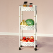 3-Layer Foldable Kitchen Storage Rack with Wheels – Alloy Steel Organizer Trolley